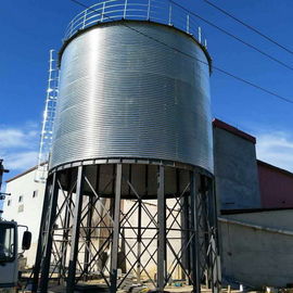 Flat Bottom Metal Grain Silos With Galvanized Elevators Corn Storage