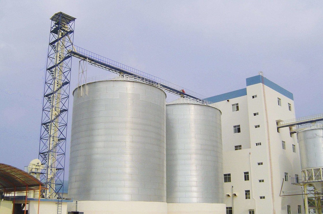 500 1000 10000 Ton Metal Grain Bin / Farm Feed Corrugated Grain Silo