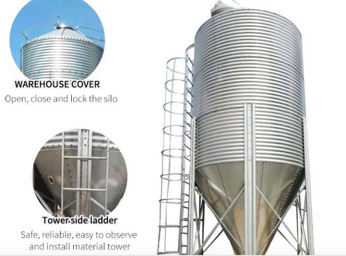 Small Grain Silo / Hopper Bottoms Galvanized 2 Ton Feed Bin Standard Size